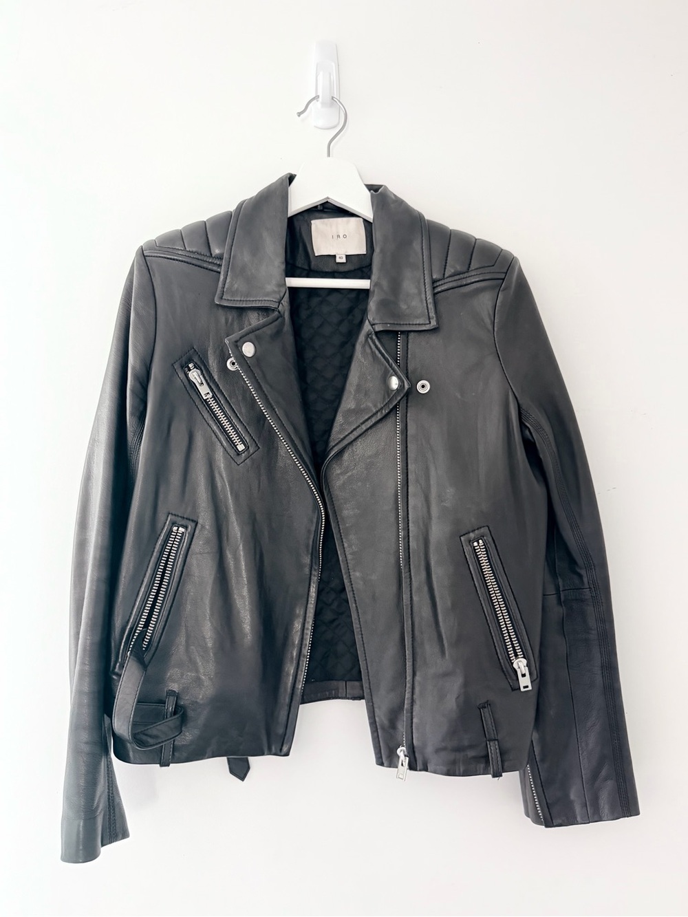 IRO Black Leather Moto Biker Jacket